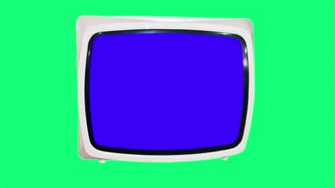 Chroma Key Blue Screen Tv Set For Composition. Antique White Tv With A ...