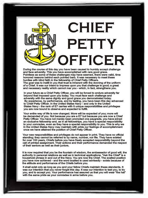 Chief Petty Officer Creed Plaque,army Plaque,military Plaque,retirement ...