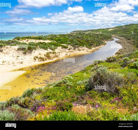 Boodjidup Brook river mouth north of Redgate Beach Margaret River Western Australia Stock Photo ...