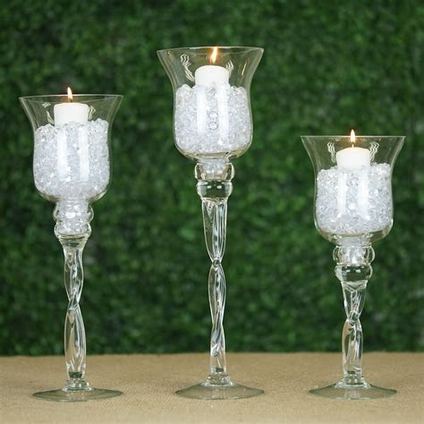 Buy BalsaCircle Set 3 Clear Hurricane Glass Candle Holders Wedding ...