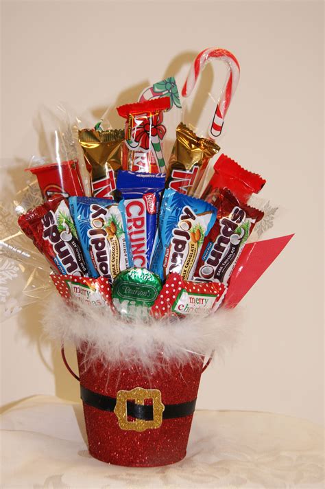 christmas candy bouquets | Christmas Santa Pail Bouquet | Bouquets by Beth | Christmas candy ...