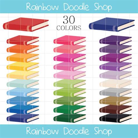 Books Clipart, Colorful Books Clip Art, Rainbow Books Clipart, School ...