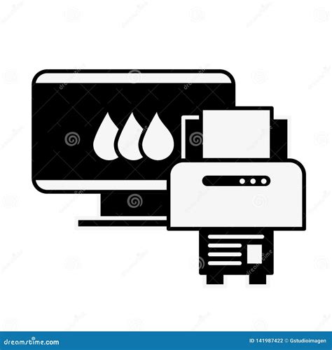 Computer and Printer Devices Graphic Design Tool Stock Vector ...