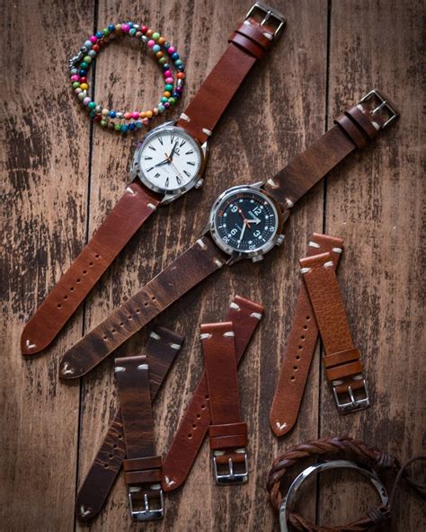 Vintage style dark brown leather strap for watches 18mm | Etsy