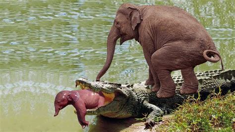 Desperate Clash: Mother Elephant's Daring Confrontation with a Crocodile in a Battle to Save ...