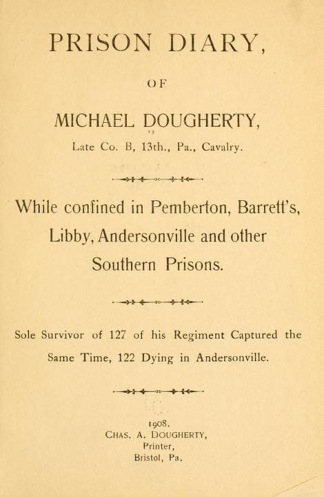 Prison diary, of Michael Dougherty, | Civil war books, Andersonville, Civil war generals