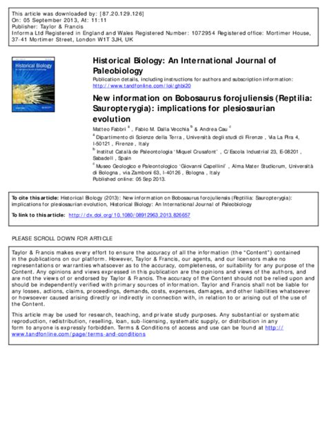 (PDF) New information on Bobosaurus forojuliensis (Reptilia: Sauropterygia): implications for ...