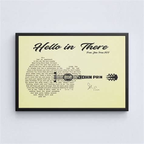 John Prine Hello In There Lyrics Poster Lyrics Print John | Etsy