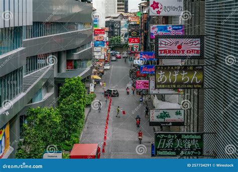 Top View of Soi Thaniya Street (Little Tokyo) in Silom, Bangkok, Thailand. Editorial Photo ...