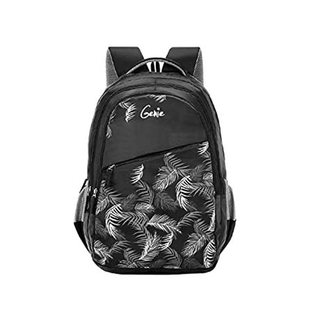 Genie Lush 36 litres Black School Backpack for Girls (19 inch, 3 Compartments, Water Resistant ...