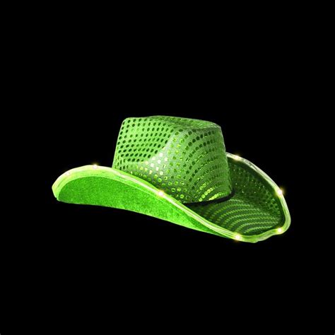 Green Light Up Cowboy Hat | Cowboy hats, Cowboy, Fancy hats