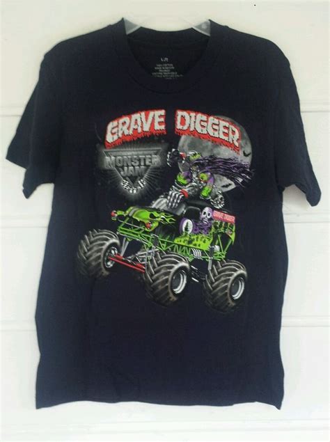 Boys Monster Jam Grave Digger Shirt Navy Blue Size Medium 5/6 | Shirts ...