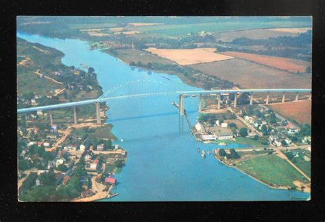 1950s Aerial View Chesapeake and Delaware Canal Bridge Chesapeake City ...