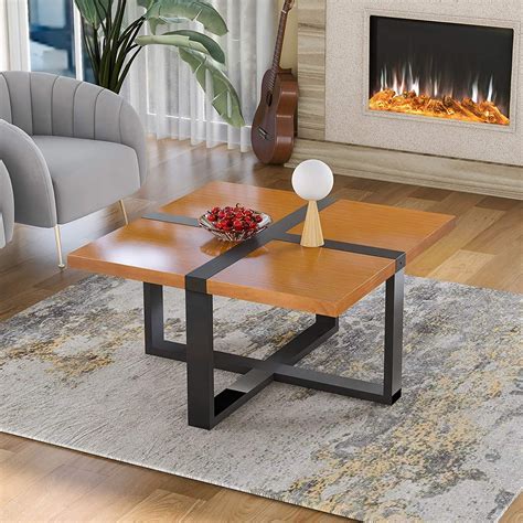 Buy 37.4-inch Solid Wood Farmhouse Coffee Table with Crossed-Shape ...