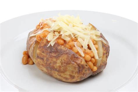 Baked Potato with Beans and Cheese Stock Image - Image of grated ...