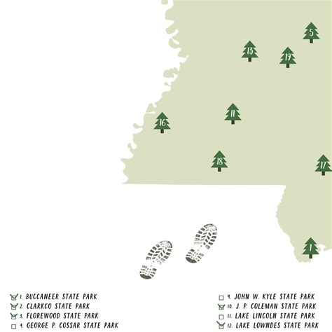 Mississippi State Parks Map | Mississippi Map | Gift For Traveler ...