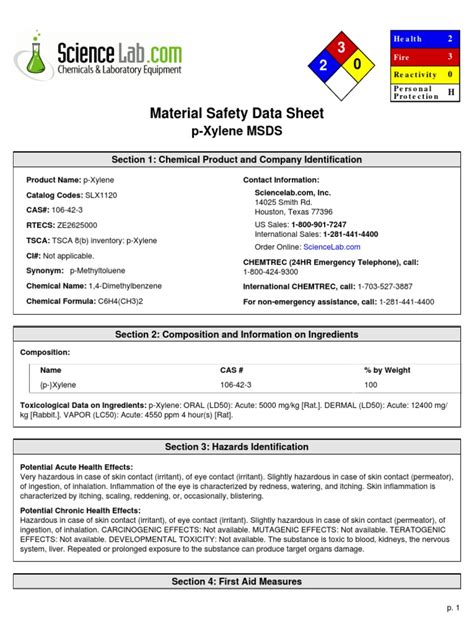 Msds p Xylene | Toxicity | Combustion | Free 30-day Trial | Scribd