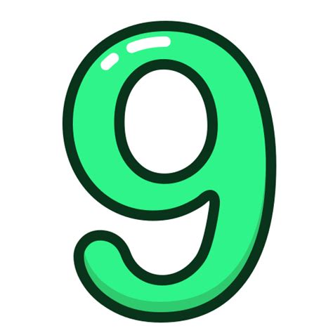 Green, nine, number, numbers, study icon