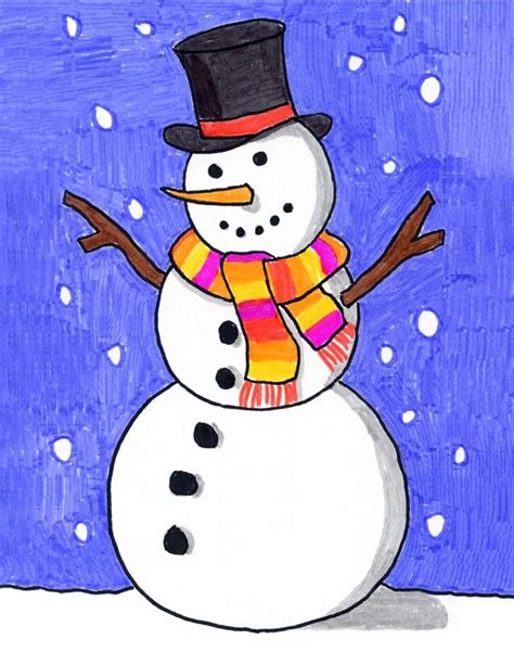 How to Draw a Snowman (Art Projects for Kids) | Easy christmas drawings ...