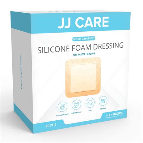 JJ CARE Pack of 20 Silicone Foam Dressings 4x4, High Absorbency Wound Care Bandages - Walmart.com