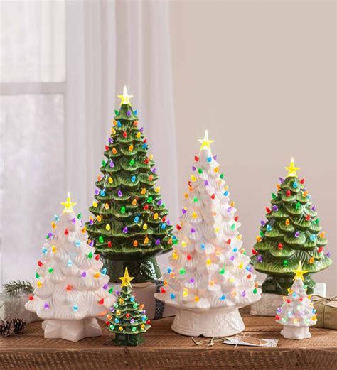 Indoor/Outdoor Battery-Operated Lighted Ceramic Christmas Tree ...