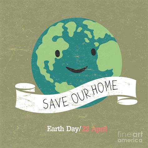 Vintage Earth Day Poster Cartoon Earth Digital Art by Pashabo - Fine Art America