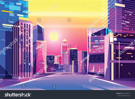 Lovely City Morning Dawn On Street Stock Vector (Royalty Free) 1522825721 | Shutterstock