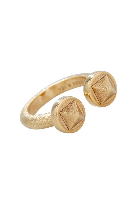 David Webb - 18K Hammered Yellow Gold Bastille Ring