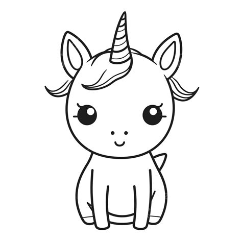 Cute Cute Unicorn Coloring Page Outline Sketch Drawing Vector, Cute Unicorn Drawing, Cute ...