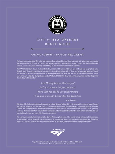 Amtrak City of New Orleans Train Route Guide | PDF | Memphis | Transport