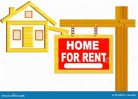 Home For Rent Sign Board With Post And Home Icon Design Stock ...