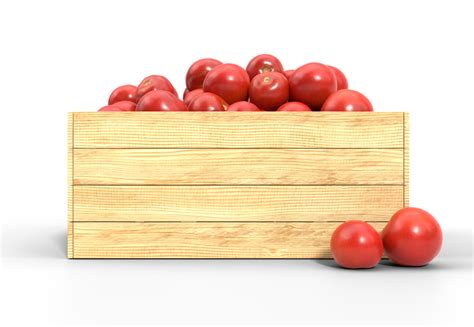 Tomatoes in a wooden crate on transparent background, PNG file 19819376 PNG