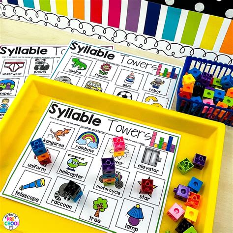 Syllables Towers Activity for Preschool, Pre-K, and Kindergarten - Pocket of Preschool