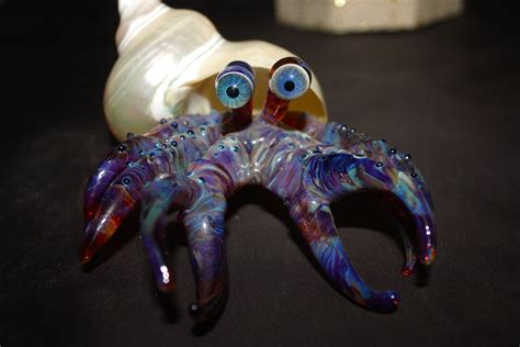 Glass hermit crab with natural shell | Etsy