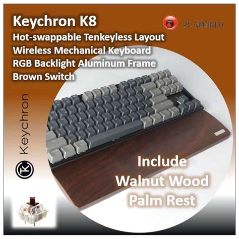 Jual Jual Keychron K8 Hot-Swappable Rgb Backlight Aluminum Frame + Palm Rest - Blue Switch di ...