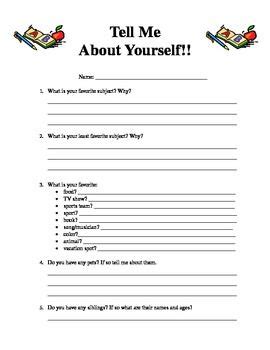 Tell Me About Yourself Worksheet | 2nd grade worksheets, Printable worksheets, Worksheets