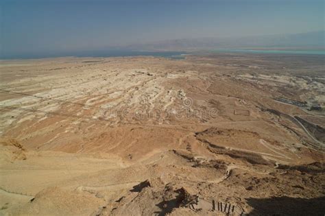 Aerial View of Masada with Rocky Ancient Fortress and Mountains in ...