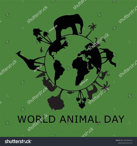 World Animal Day Poster Green Silhouettes Stock Vector (Royalty Free) 2251828313 | Shutterstock