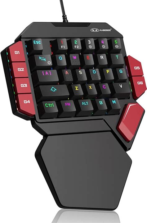 MageGee One Hand Blue Switch Mechanical Keyboard Black Red : Buy Online ...