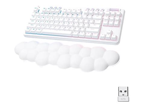 Logitech G G715 Wireless Gaming Keyboard Linear Switches GX Red and Keyboard Palm Rest White ...