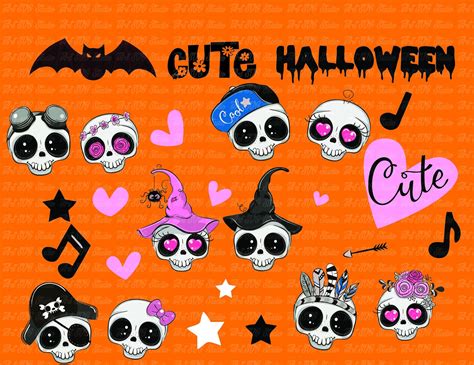 Cute Halloween SVG Skull Clipart Cute Skull SVG Cute - Etsy