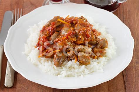 Chicken Hearts With Boiled Rice Stock Photo | Royalty-Free | FreeImages