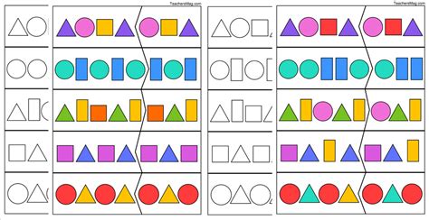 Shape Pattern Worksheets for Kindergartners. TeachersMag.com