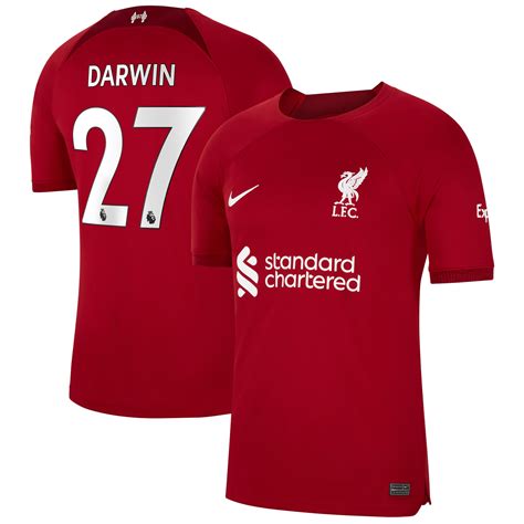 Liverpool Home Stadium Shirt 2022-2023 with Darwin 27 printing