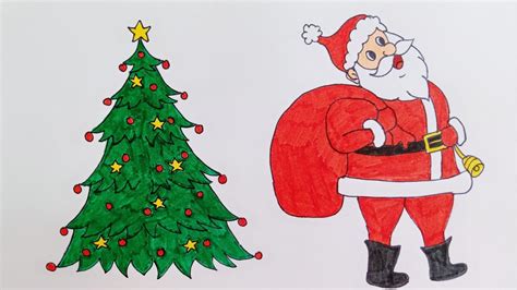 Santa Claus With Christmas Tree Sketch