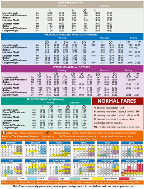 Timetables and Fares | Great Central Railway – The UK's Only Main Line ...