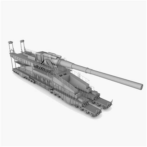 Schwerer Gustav 800mm Railroad Gun 3D Model $10 - .fbx .3ds .obj - Free3D