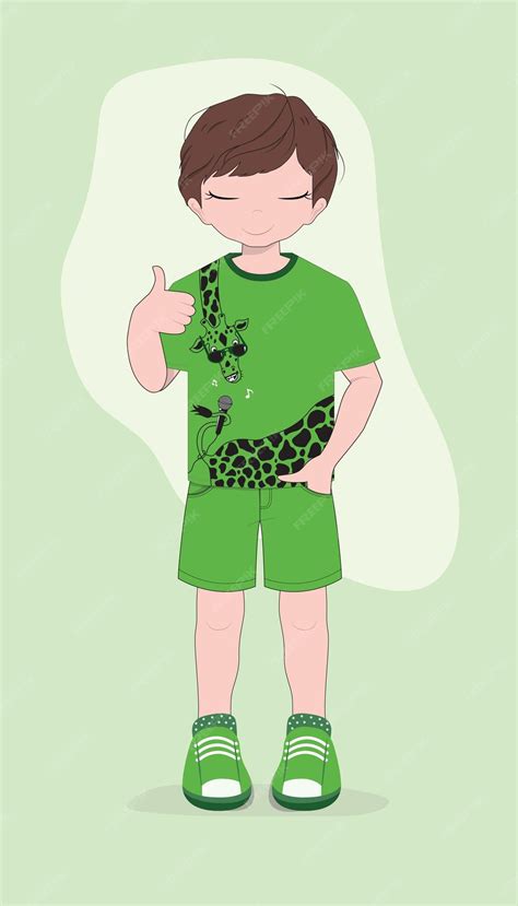 Premium Vector | Stylish adorable cute boy wearing a printed t shit