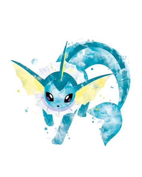 Pokemon Vaporeon Watercolor Art Print Poster Painting Pokemon Go Pokemon Art Printable Wall Art ...