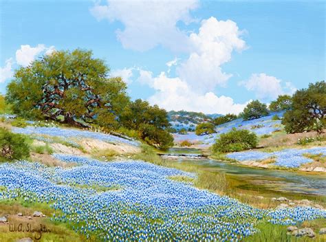 Riverbank Lined with Blue by William A. Slaughter - Artvee